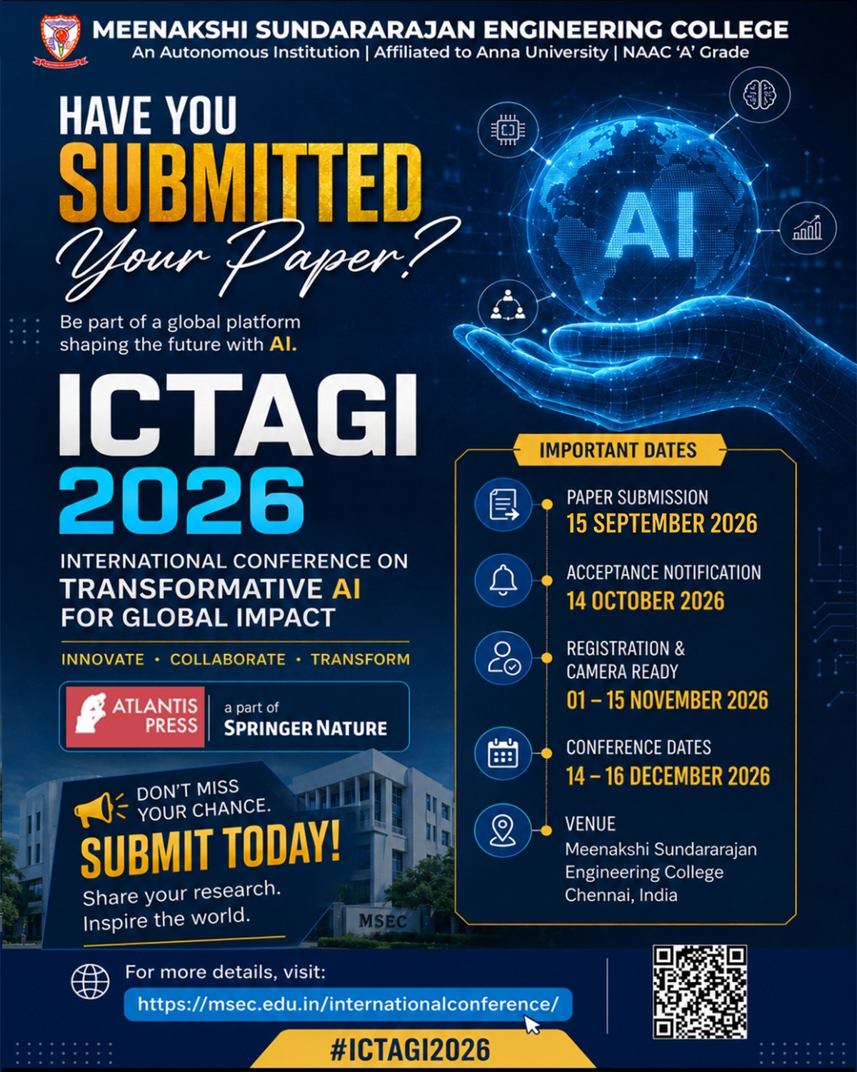 ICTAGI 2026 International Conference poster