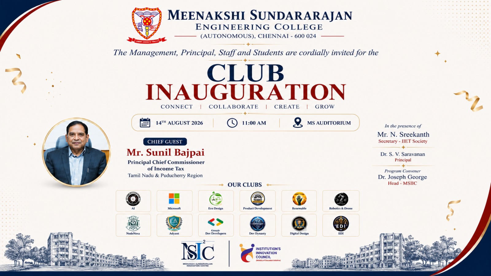 Inauguration of MSEC Clubs 2026 poster